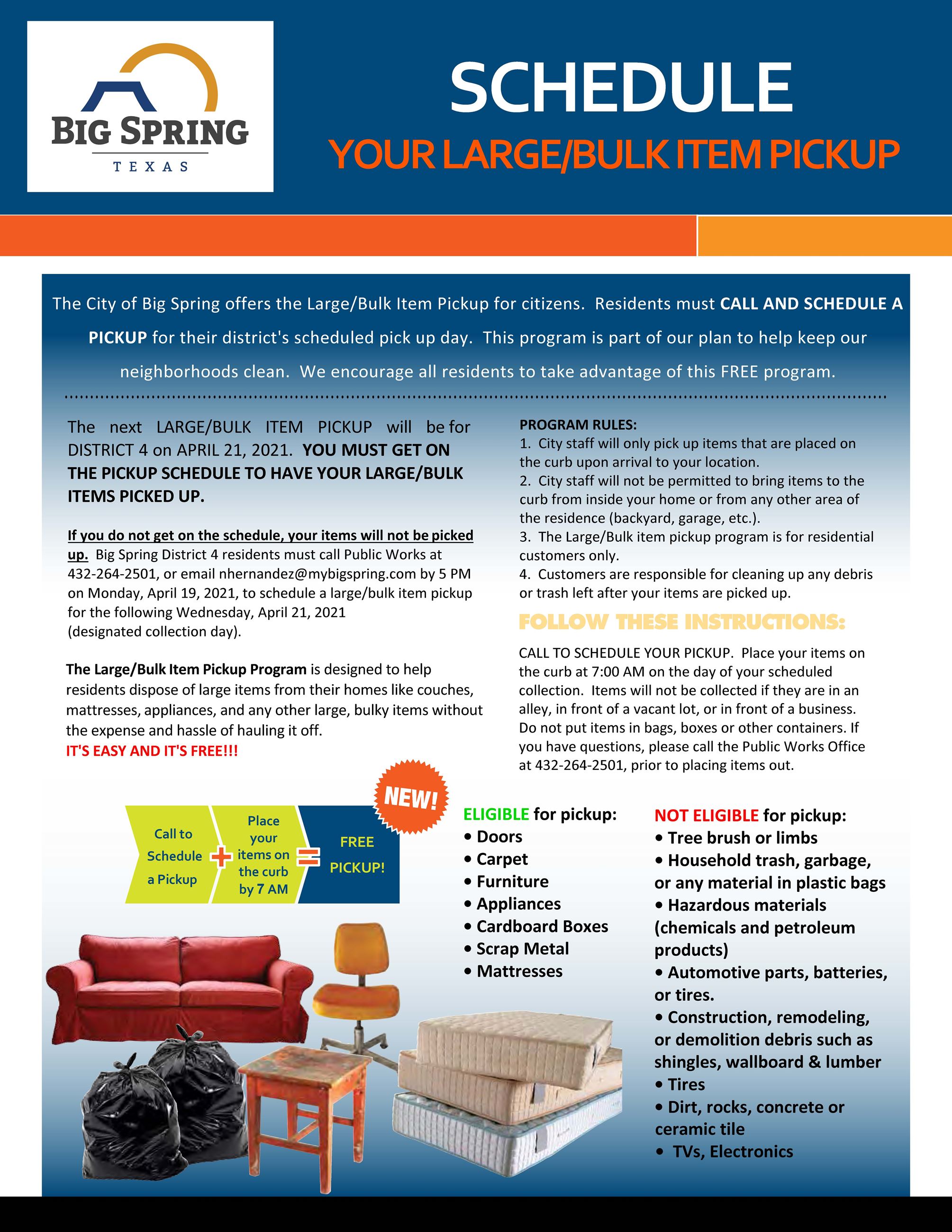 Large Bulk Item Pickup APRIL 2021