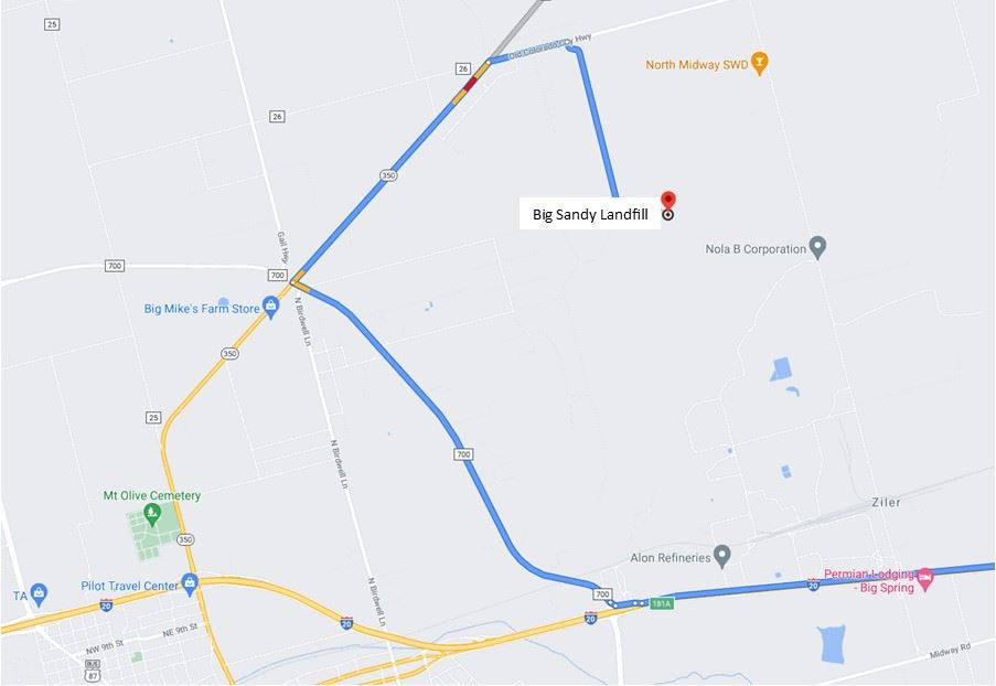 Map to Big Sandy Landfill