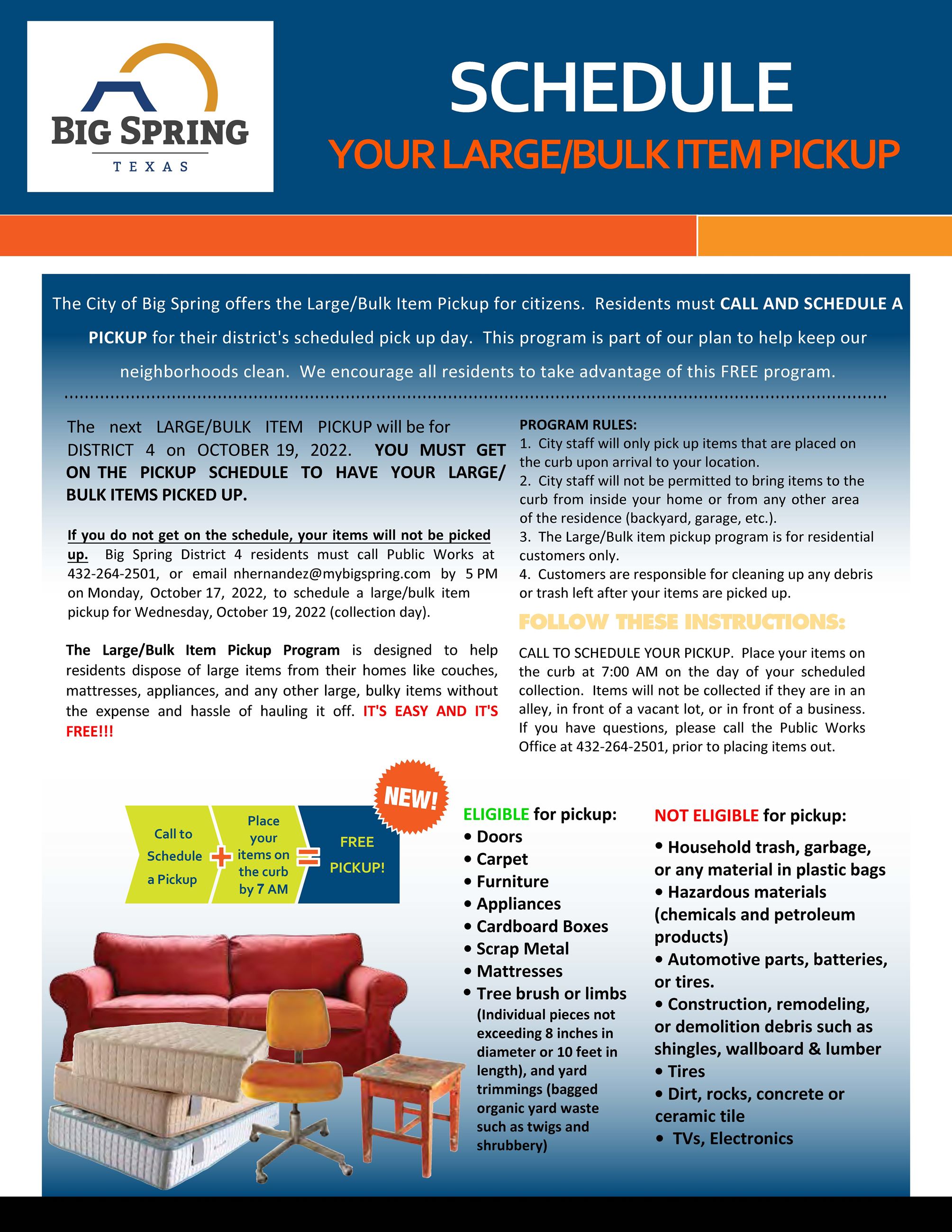 Large Bulk Item Pickup OCTOBER 2022