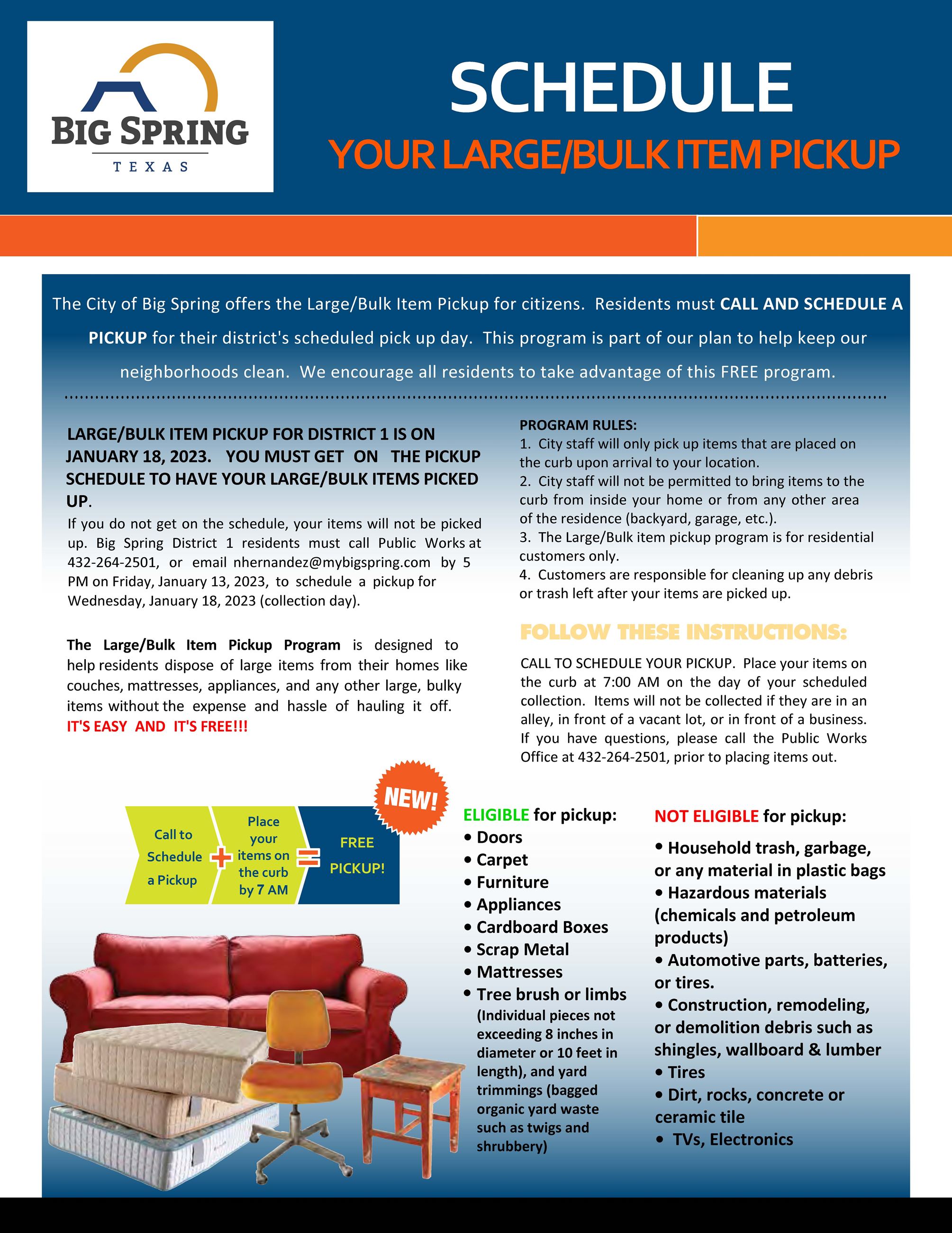 Large Bulk Item Pickup JANUARY 2023