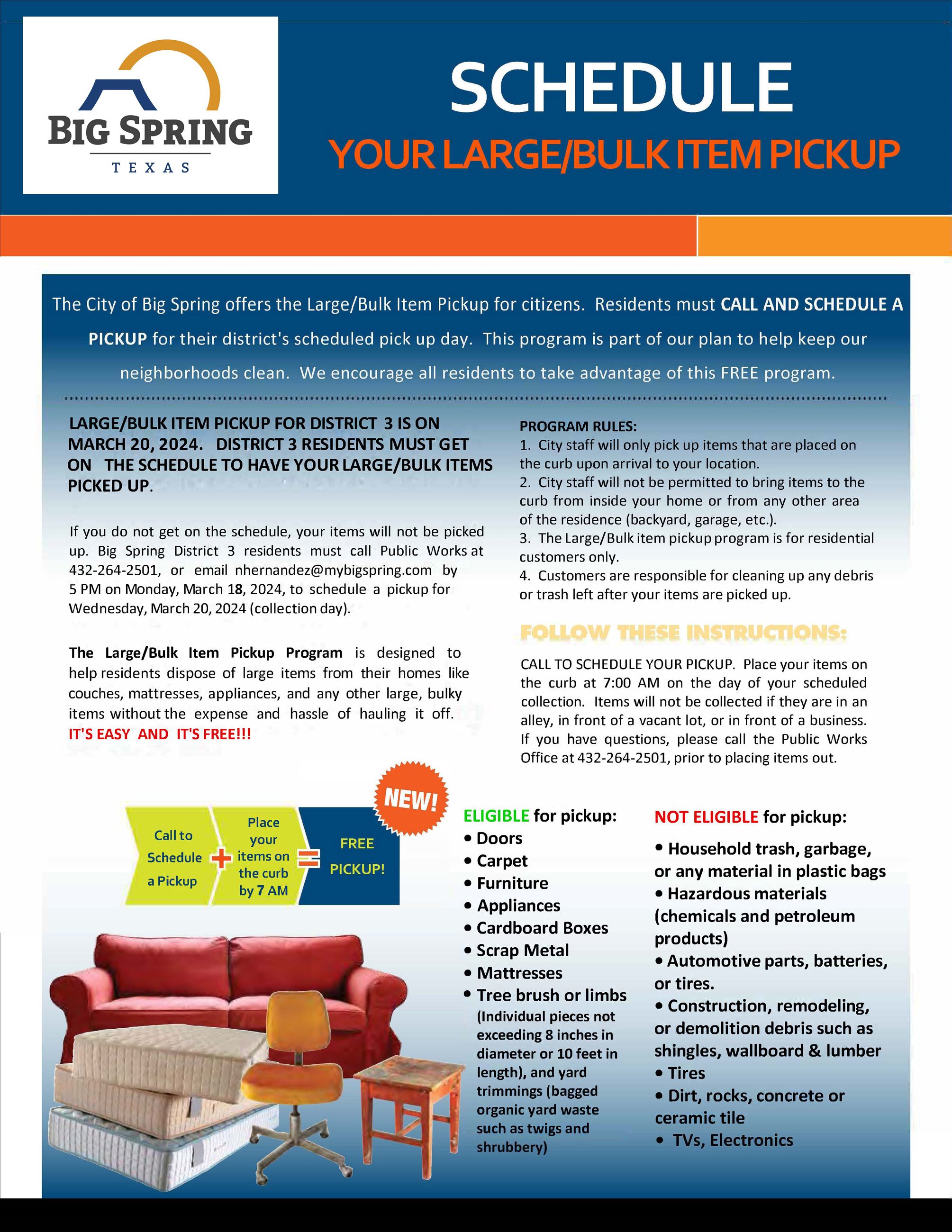 Large Bulk Item Pickup MARCH 2024