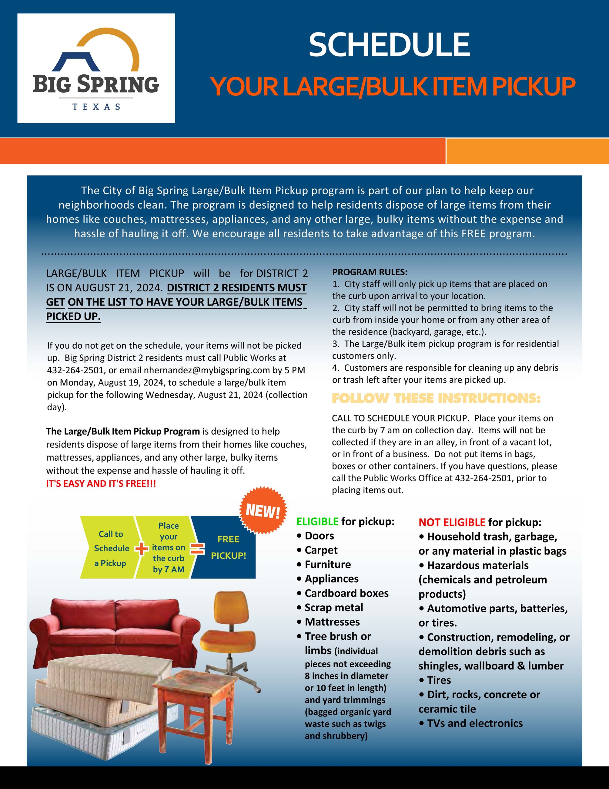 Large Bulk Item Pickup AUGUST 2024